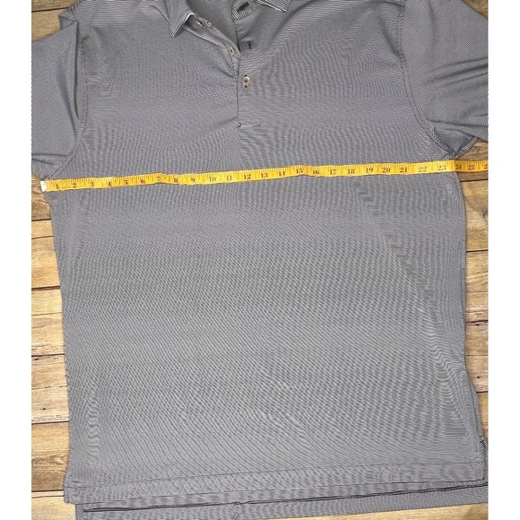 Peter Millar Summer Comfort Polo Shirt Mens L Gray Striped Golf Performance - Picture 2 of 6